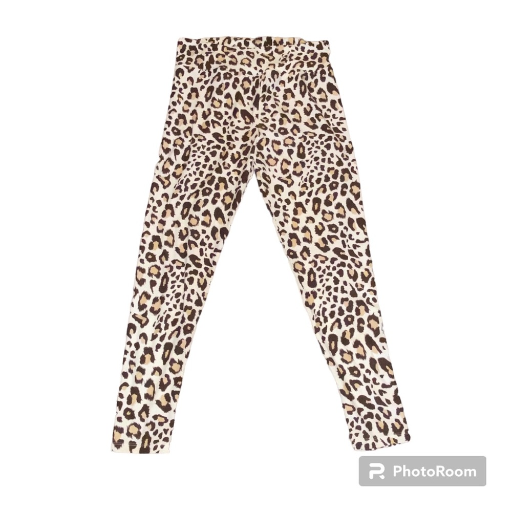 LuLaRoe Cream and Brown Leopard Print leggings in women’s size TC (12-18)